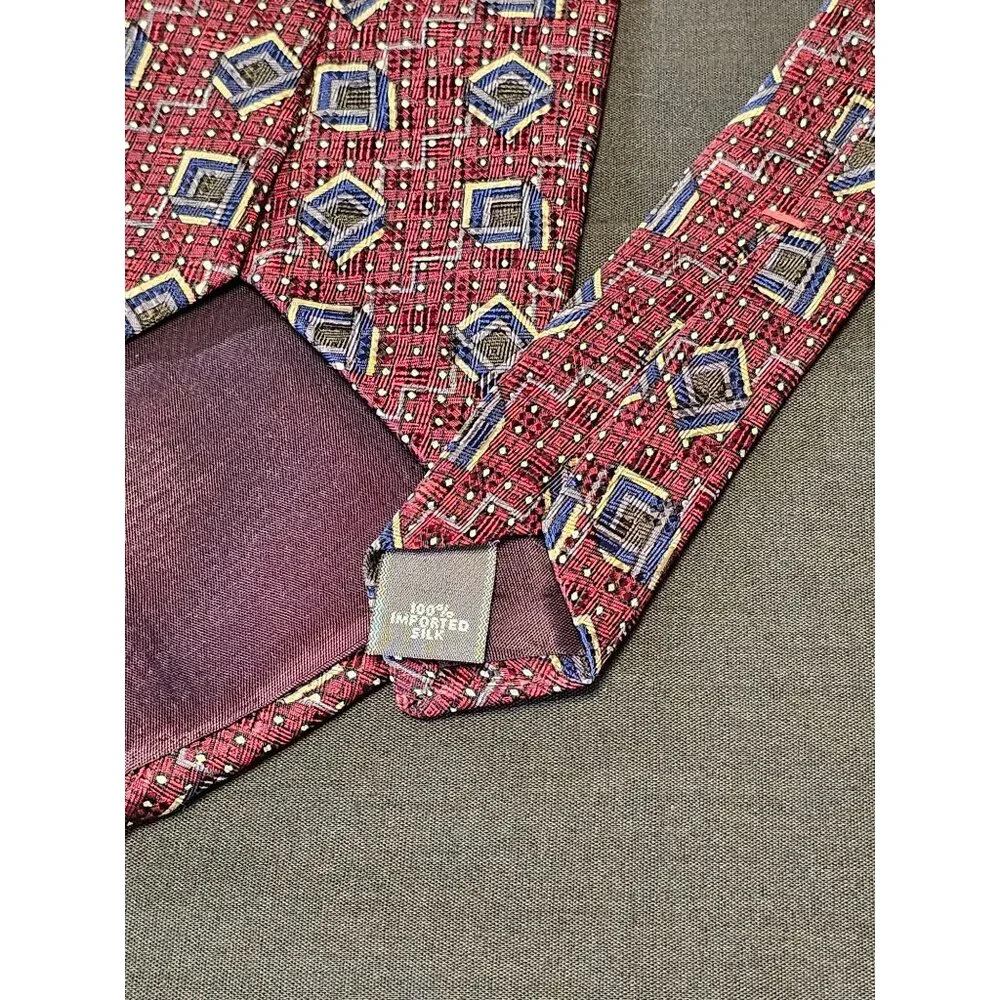 Vintage Louis Feraud Geometric Pattern Silk Tie - Picture 6 of 10